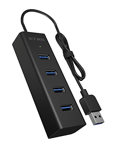 Hub USB 3.0 portatil ICY BOX IB-HUB1409-U3 concentrador de 4 puertos para ordenador portatil y PC