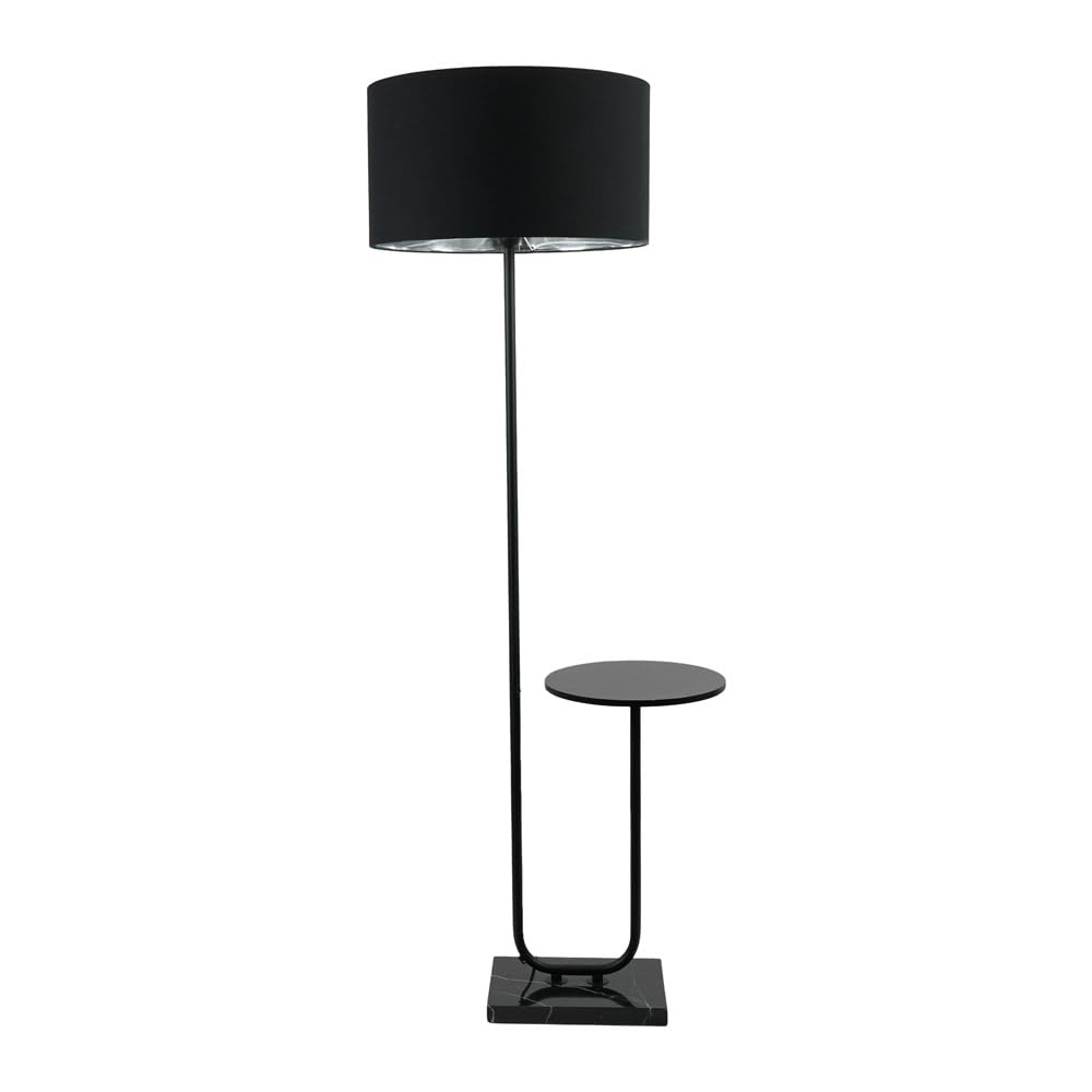 ValueLights | Tavel Matt Black Metal Floor Lamp with Table with Black & Chrome Inner Shade with Warm White Bulb | Table Lamps, Home Décor & Improvement Essential
