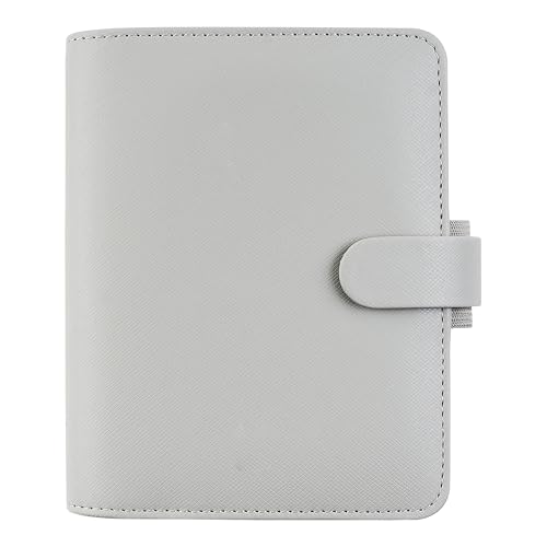 Filofax Saffiano Organizer, Pocket Size, Granite - Cross-Grain, Leather-Look, Six Rings, Week-to-View Insert, Multilingual (C028812)