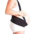 Baby Belly Band + Shoulder Straps for Maternity Support Back Hip Belly Pain relief (Medium Black Shoulder 5'4"-5'6" Belly Band M 10-12, Black)
