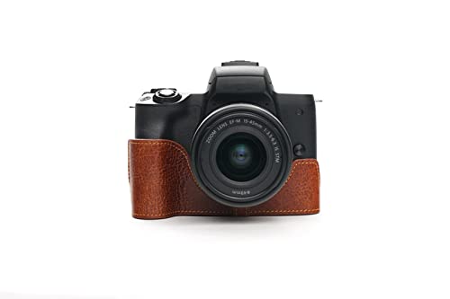 Demi-housse Canon EOS M50 en cuir fait main pour vos reportages et voyages