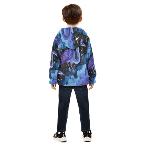 Night Birds and Snake in Clouds Toddler Fleece Jacket Girl Boys Hooded Fleece Jacket Coat Warm Outwear Zip-up 3-10T4