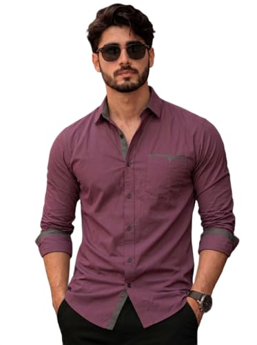 Image of Amazon Brand - INKAST Cotton Shirt for Men | Regular Fit Full Sleeve Casual Shirt | Stylish Formal Office Wear Shirts for Men | Soft Comfortable Breathable Cotton Fabric | Fashionable Office Wear