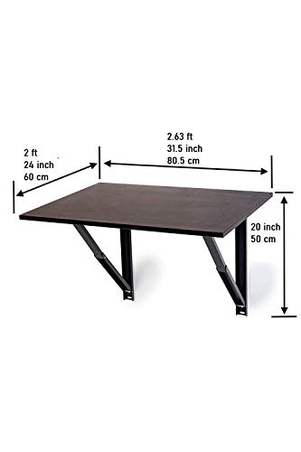 Image of Compal Folding Wall Mounted Study Table, Office Table, Laptop Table, Folding Utility Table for Home Office Portable & Space-Saving Floating Desk (23.5X31.5 Inches Wall Mount Table Brown)