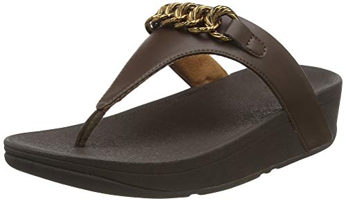 FitFlop Lottie Toe Post-Twisted Chain, Sandalias de Punta Descubierta Mujer, Marrón (Chocolate...