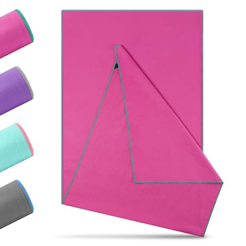 Novent Yoga Handtuch rutschfest 185x65cm | Mikrofaser Yogatuch mit Antirutsch-Noppen | Hygienische Yogamatten-Auflage für Hot Yoga, Studio & Fitness | Waschbar, Saugstark