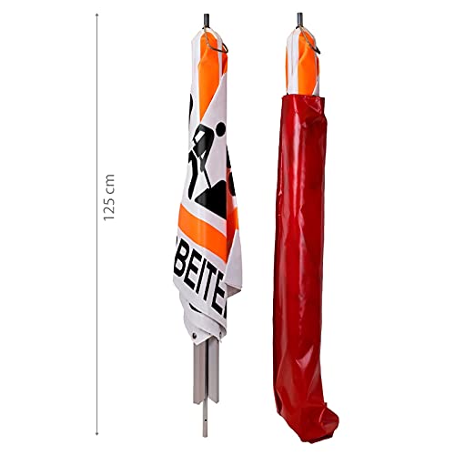 Warnpyramide/Faltsignal Schaufelmann(VZ123) "BAUARBEITEN" 90cm - weiß tagesleuchtend, leicht
