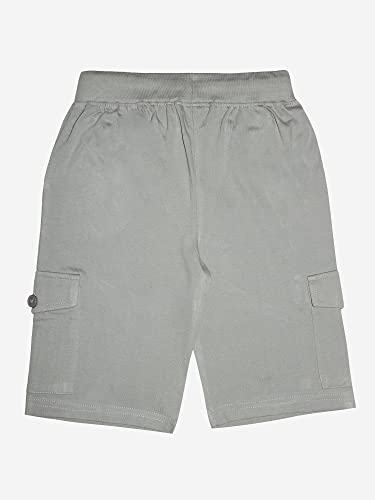 Image of KiddoPanti Boys Knit Solid Cargo Shorts | 100% Cotton | Comfortable Rib Waistband | 2 Front Pockets & 2 Cargo Pockets | Sport Bermuda Half Pant for Boys