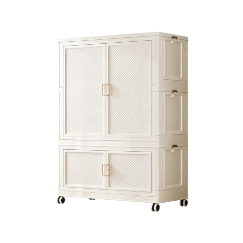 Armarios de Dormitorio Juvenil con 4 Ruedas Gran Capacidad Armario de Ropa Pequeño de Esquina con Vara para Pasillo Fácil Montaje e Instalación Armarios Portatiles(100 x 55 x 152 cm)