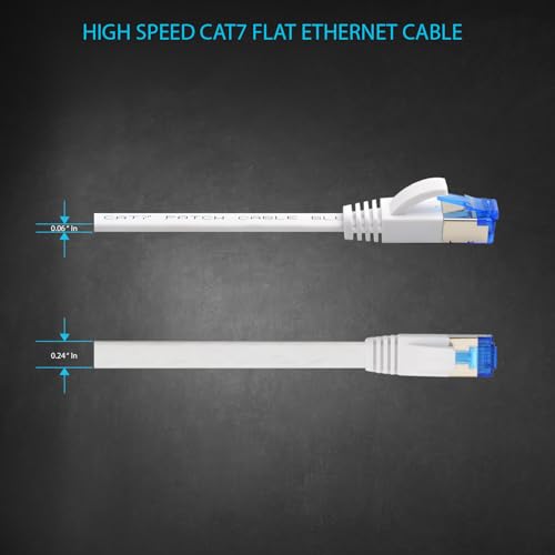 BlueRigger Cat6/Cat7 Flat Ethernet Cable with 10Gbps High Speed, 100% Pure Copper Wire for Networks, PC, Switch, Router and Modem compatible for Gaming PS5/4/3 Xbox PC Laptop -6 Feet (2 Meters)