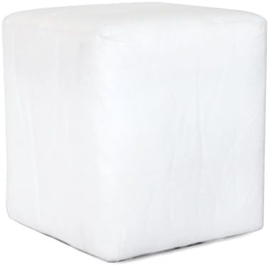 Howard Elliott Collection Universal Cube Ottoman with Cover, Multipurpose Padded Side table, Footstool & Seating Square Ottoman Footrest for Living Room, Office and Bedroom, 18 x 18 x 20 Inch, White