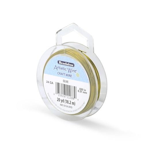 Image of Artistic Wire, 24 Gauge Tarnish Resistant Colored Copper Craft Jewelry Wrapping Wire, Olive, 20 yd