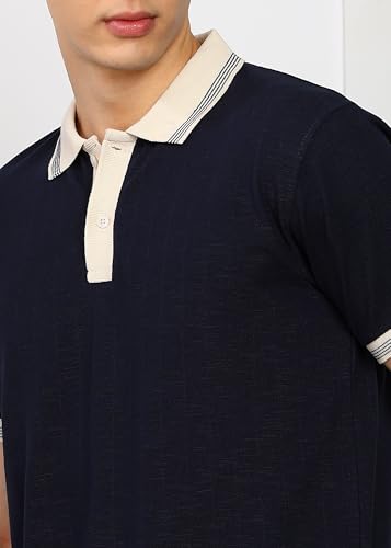 Image of Alan Jones Clothing Men's Textured Cotton Rich Polo T-Shirt | Classic Short Sleeve Polo for Casual Wear