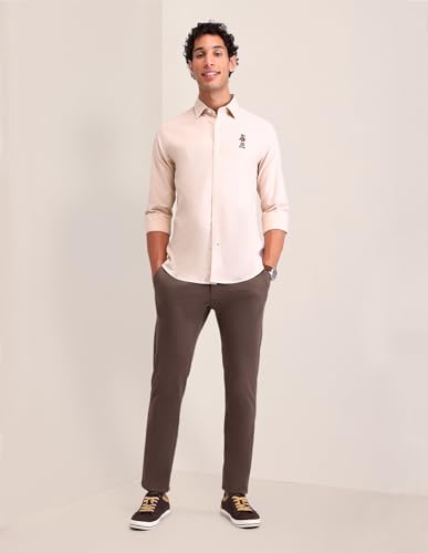 Image of U.S. Polo ASSN. Solid Tailored Fit Shirt for Men - 100% Cotton, Breathable & Comfortable, Full Sleeves Casual Shirt for Men