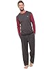 INSIGNIA Mens Pyjama Set Top & Pants Cotton Pjs (Wine -Grey, 3XL) #2