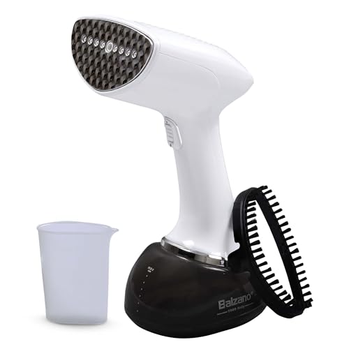 Balzano Garment Steamer 1700W for Clothes | Portable Handheld Steamer Iron | 360ml Tank, 30s Heat-Up, 28g Continuous Steam | Horizontal/Vertical Use | Easy Refill, Fabric Brush (White)