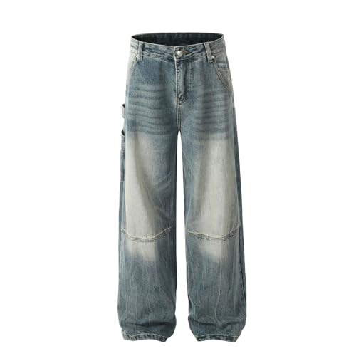 Jeans Pants Trousers Denim Retro Street Trendy Wash Gradient Loose Wide Leg Commuting for Men