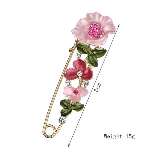 Image of Crystal Flower Brooch Sweater Shawl Brooch Collar Safety Pin Stylish Chic Multi-colored Tulip Flower Pin Rhinestone Enamel Brooch Wedding Party Accessories Jewelry for Women