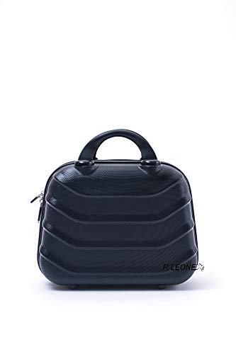 R.Leone Valigia da 1 pezzo Fino a Set 4 Trolley Rigido grande, medio, bagaglio a mano e beauty case 8 ruote in ABS 2026 (Nero, XXS Beauty case)
