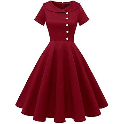 Wedtrend Vestido de Cóctel Rockabilly Vintage Rojo Oscuro Cover