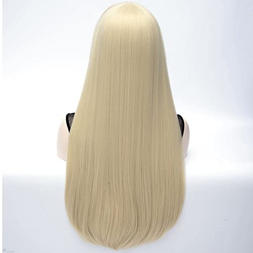 PORSMEER Long Blonde Wigs for Women Layered Straight Synthetic Heat Resistant Hair Wig with Fringe for Ladies Cosplay Party Halloween Costume Anime - Image 3