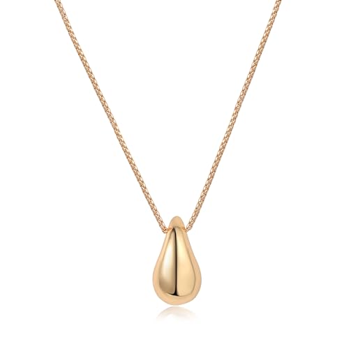 Dainty Gold Necklace for Women, 14K Gold Plated Pear Pendent Necklace Teardrop Pendent Necklace Gold Jewelry for Women
