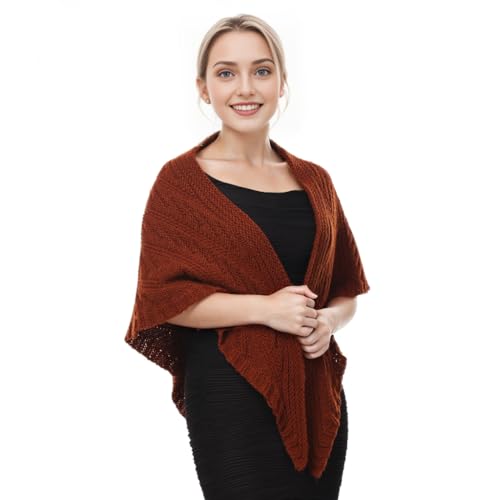 FAD-4U Women's Triangular Scarf Winter Knitted Wrap for Fashionable Warmth Sweater Neckerchief Cape Plus2