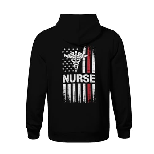 Kids Patriotic American Flag Nurse - Nurse Thin Red Line Boys Girls Lightweight Kangaroo Pocket Fleece Hoodies3