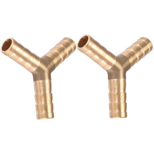 MACHSWON 8mm or 5/16" Brass Barb Hose Fitting Y Shape 3 Way Connector Barbed Splitter Fitting Splicer for Water Fuel Air 2pcs