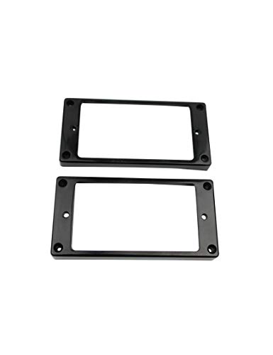 Guyker 2Pcs Curved Pickup Mounting Rings for Humbucker – Metal Bridge and Neck Pickups Cover Frame Set Replacement Compatible with Les Paul LP Style Electric Guitar or Precision Bass(Black)