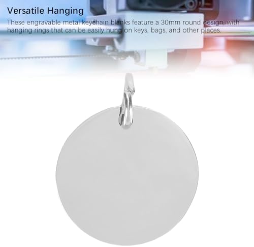 Keenso 20 Pcs Engravable Round Metal Keychain Blanks Durable 30mm for Custom Engraving and Labeling Stainless Steel - 2