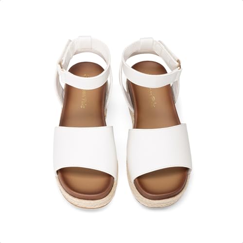 Image of DREAM PAIRS Girls Platform Wedge Open Toe Espadrille Sandals with Buckle Ankle Strap for Little Kid /Big Kid