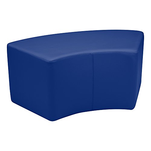 Image of Sprogs 18 inch H Structured S-Curve Stool -Flexible Modular Collaborative Soft Seating for Office, Home, Lounge and School Classrooms with Durable Frame -Blue