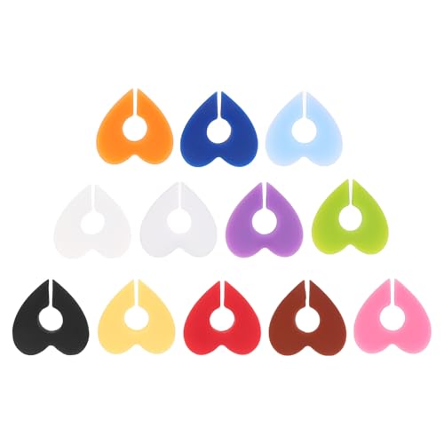 Mipcase Segnabicchieri in Silicone a Forma di Cuore, 12 Etichette Identificative Riutilizzabili per Bicchieri a Stelo, Etichette per Bevande per Feste, Ristoranti e Bar, Facili da Pulire