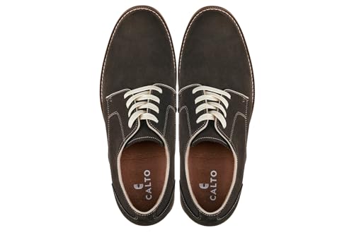 CALTO Men's Invisible Height Increasing Elevator Shoes - Sardine Grey Lace-up Premium Leather Casual Derby - 3 Inches Taller - J1311 - Size 11 D(M) US4