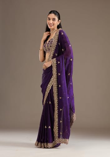 Image of Premium Butti work Saree with Heavy Embroidery & Sequin Work | Wedding Party Festive Designer Saree with Unstitched Embroidered Blouse Piece for Women