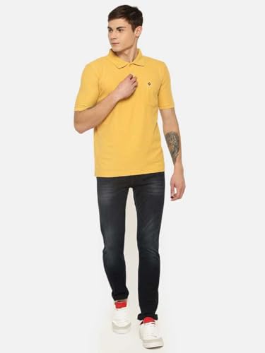 Image of Dollar Men's Pack of 1 Solid Cotton Blend Polo Neck T-Shirt