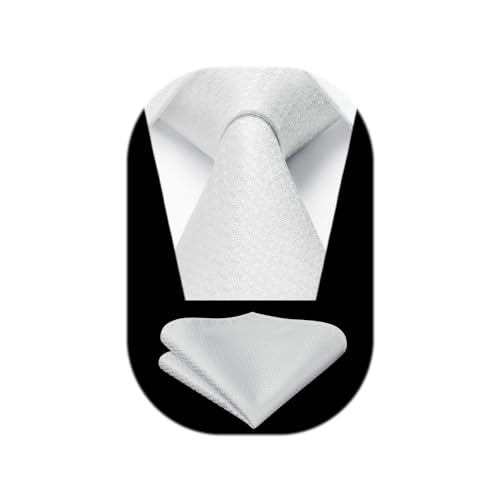 Image of HISDERN Ties for Men Formal Business Plaid Checked Mens Ties and Pocket Square Set Classic Wedding Necktie Handkerchief