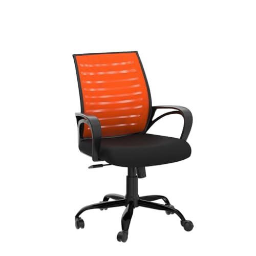 Image of beAAtho Verona Mesh Mid-Back Ergonomic Desk Office Chair with Tilting Mechanism, Comfortable Seat, and Revolving Heavy Duty Metal Base | Ideal for Work from Home & Study (Orange)