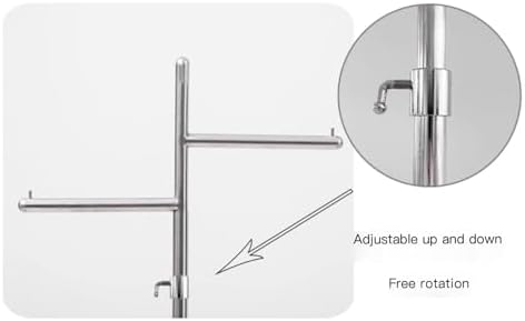 Heavy Duty Adjustable 2-Way Clothing Rack, Metal Floor-Standing Garment Display Rack for Retail, Versatile Shirt & Dress Hanging Organizer, Industrial Pipe Design