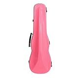 バイオリン スーパーライト バイオリンケースイオリンハードボックスバイオリンゴールド形状ガラス繊維 耐久性 ヴァイオリン収納 落下防止と衝突防止 超軽量ギグバッグ クロスボディで着用可能 ハンドル付き (ピンク,三角形スタイル)