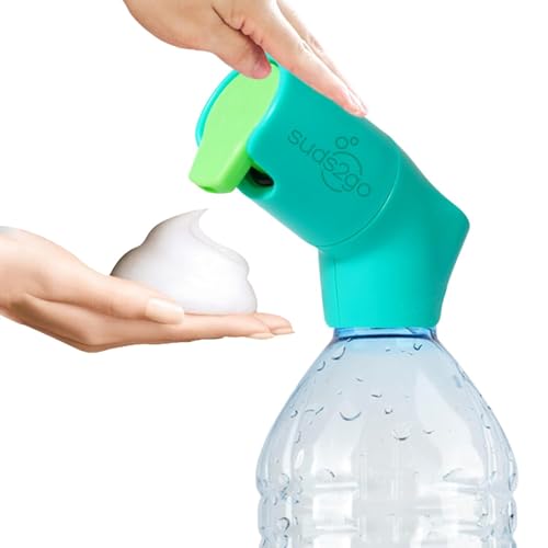 Image of Suds2Go Portable Hand Washing Station Refillable Cap Universal Fit for Most Disposable Water Bottles with Foam Soap Reservoir, Hand Foam Soap Station for Travel, Camping, Outdoor Sink Solution