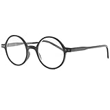 gafas lectura redondas Bonitas gafas redondas negras de montura retro. Para presbicia. Gama Cerca Black de la marca New Time. Gafas de lectura para hombre y mujer. Estilo vintage atemporal. Dimensiones de estas gafas de lectura redondas: ancho de la montura de 131 mm; longitud de las patillas de 142 mm; diámetro de los cristales: 44 mm.