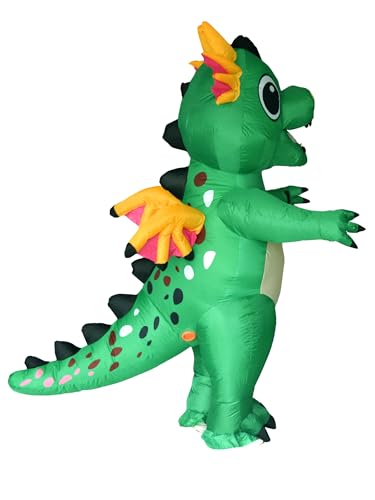 JYZCOS Flying Inflatable Dinosaur Costume for AdultsFunny Winged Dragon Halloween Cosplay Suit (Green B)
