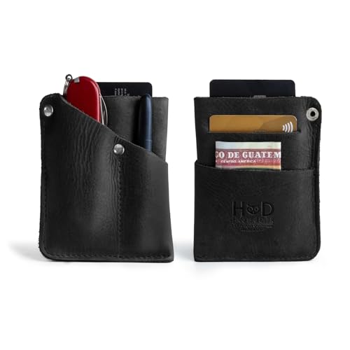 Image of Hide & Drink, Front Pocket Wallet Handmade from Full Grain Leather - Multi-tool Pouch, Card Holder, Money Organizer, Travel Accessories (Charcoal Black)