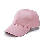 JOOWEN 6 Panel Faux Suede Leather Classic Adjustable Baseball Cap (Dark Pink)