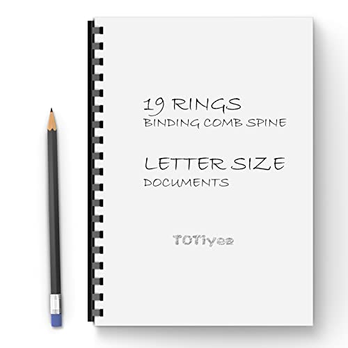 Totiyea 50 Pack19 Ring Plastic Binding Combs, 1 Inch Diameter,200 Sheet Capacity, Letter Size, Black Comb Binding Spines #TOP5