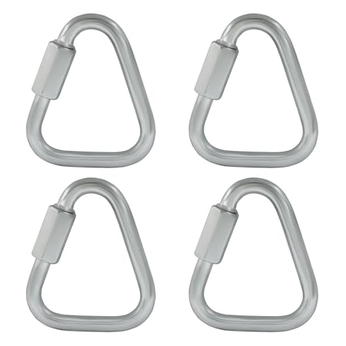 Zorveiio 4 Pack Delta Quick Links 1/4 Inch, 316 Stainless Steel Triangle Locking Quick Connector, M6 Durable Link Chain Heavy Duty Chain Connector - 992lbs Capacity for Industrial/Contractors