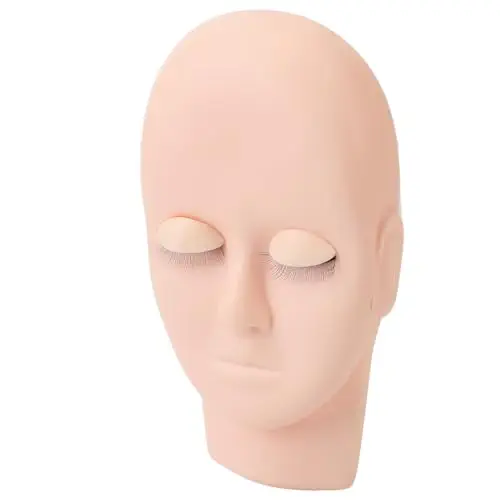 Eyelash Extension Training Practice Head, Multifunctional Soft Touch Eyelashes Dummy Head, Easy Cleaning and Ecofriendly Replacement Eyelids for Eyelash Extension (Pink)