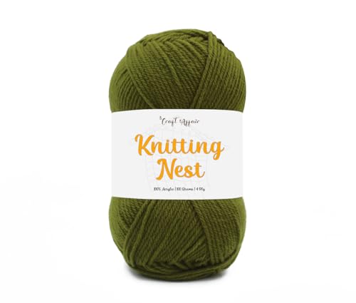 Image of Craft Affair | Knitting Nest Acrylic Yarn (200 Meter, 100 Grams, 2mm) / Woolen Yarn /Acrylic Yarn for Knitting and Crocheting-Olive
